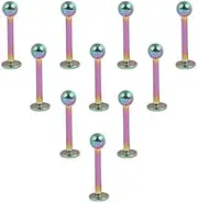 [Ruifan] 10PCS 16G Black Titanium Anodized 316L Stainless Steel 3mm Ball Labret Monroe Lip Ring/Tragus/Helix/Cartilage Earring Stud Barbell,6-12mm Bar Length Body Piercing Jewelry