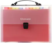 Expanding File Folder 13 Pocket File Organizer Color Accordion Folders with Expandable Cover Blank Labels Portable A4 Letter Size File Box Desktop Document Storage for Busin Study Home Single Buckle
