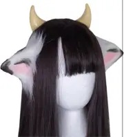 Anime Plush Cow Ears Fur Headband with Devil Horns By MOEFLAVOR Sexy Cosplay
