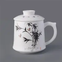 在飛比找ETMall東森購物網優惠-新品骨瓷茶杯茶水分離杯陶瓷辦公室過濾泡茶杯大容量帶蓋杯子