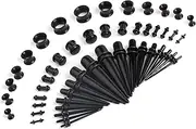 [WMHSO] 50-Piece Ear Stretching Kit, 14G-00G Acrylic Tapers and Plugs with Silicone Tunnels, Ear Gauges Expander Set