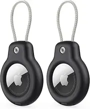 Compatible with AirTag Secure Holder with Wire Cable, 2 Pack Air Tag Lock Case Keychain Key Ring Key Chain Luggage tag for Keys, Luggage & More