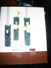 Studio Nova Retro MODERN Candle Holders Sticks Blue Bud Vases Set 3 Truck