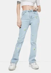 [Glamorous] Daisy Embroidered Stonewash Jeans