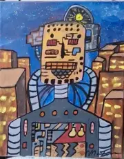 Protector, Acrylic Painting - 16x20 Hand Painted Artwork on Canvas