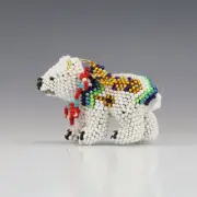 NATIVE AMERICAN ZUNI BEADED POLAR BEAR BY DENISE & FARON GCHACHU