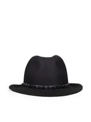 Black Wool Studded Fedora Hat