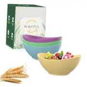 5 Inch Small Wheat Straw Bowls with Textured Pattern - Yellow,Blue,Green,Purple