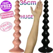 Huge XXXL 14.1" Large Beaded Anal Plug Beads Ball Suction Butt Dildo Sex Toy