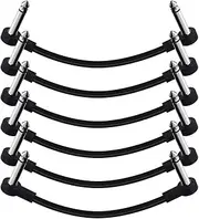 SONICAKE 6 Inch Patch Cable for Guitar Effect Pedal Cables 6 Pack, 1/4" TS Right Angle Instrument Cables, Black