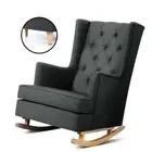 Rocking Chair Armchair Linen Fabric Charcoal Comfortable Modern Home Decor CH-AB