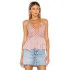 NWT Intimately Free People Women's Adella Lace Crochet Top Dusty Mauve Pink SZ S