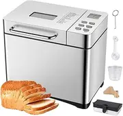 Automatic Bread Machine, 2 LB Digital Bread Maker with 19 Preset Function, 3 Loaf Sizes, 360 Degree Surround Baking, 15 Hours Timer, Non Stick Coating, Dough Maker for Breakfast