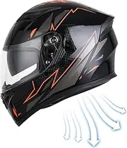 Full Face Motorcycle Hat,Double Visor Full Face Snowmobile Hat | Comfortable Cycling Street Bikes Hat for Adults Men Women Females Males