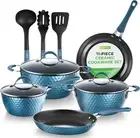 Nutrichef 11 Pc Pots and Pans Set Non Stick Cookware with Ceramic Coating, Ergon