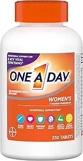 One A Day Women’s Multivitamin, Supplement with Vitamin A, Vitamin C, Vitamin D, Vitamin E and Zinc for Immune Health Support, B12, Biotin, Calcium & More, 250 count