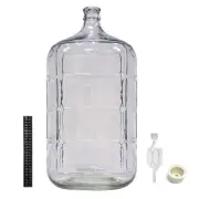 Home Brew Ohio 6 Gallon Glass Carboy with Drilled Bung, Twin Bubble Airlock and
