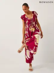 Monsoon Red Amisha Short Sleeve Jumpsuit (W70538) | $185