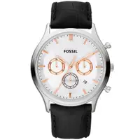 在飛比找PChome24h購物優惠-FOSSIL 都會紳士三眼魅力腕錶(白)