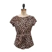 Ann Taylor Factory Leopard Tie Front Top Blouse M NWT