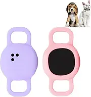 Silicone Cat Collar Holder for Tile Sticker 2024, 2 Pack Protective Cover for Tile Tracker Pet Dog Cat (Pink/Purple)
