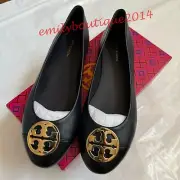 NIB Tory Burch Chelsea Cap Toe Ballet Flat Perfect Navy Black Leather Size 7.5