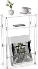 Acrylic Narrow End Table for Small Spaces with Magazine Holder, Slim Side Small