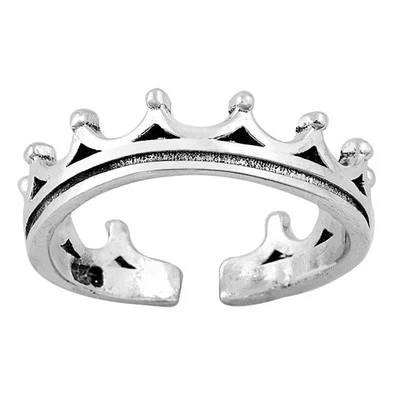 .925 Sterling Silver Classic Royal Crown Fashion Summer Toe Ring NEW