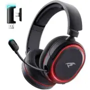 Wireless Gaming Headset, 7.1 Surround Sound, 100H Playtime, Retractable ENC Mic