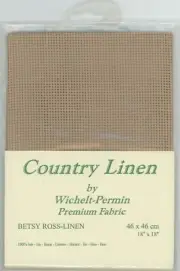 Wichelt Permin Betsy Ross Linen 18" x 18" Natural Brown Needlework Cross Stitch