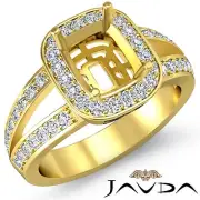 Cushion Semi Mount Diamond Engagement Ring Pre-Set VS1-VS2 14k Yellow Gold 0.55C