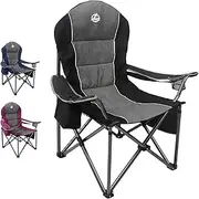 Northroad Oversized Portable Camping Chair, Full Padded Outdoor Folding Chair Support 350 LBS, Heavy Duty Lawn Chair with Cup Holder, Cooler Bag, Lumbar Support, Head Pocket for Adult (Black)