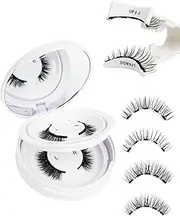 LZM Magnetic Lashes 2 Pairs Magnetic Eyelashes with Applicator No Glue Needed False Eyelashes Natural Reusable Easy to Wear and Remove