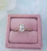 1.00Ct Emerald-Cut Moissanite Solitaire Engagement Ring Solid 14k White Gold