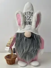 Rae Dunn Large 18” EASTER EGG HUNT Stuffed Plush Gnome & Basket Decor NWT 2021