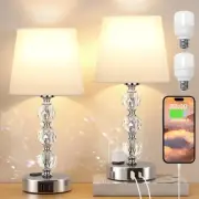 14.6'' Bedside Lamps for bedrooms Set of 2 - Mini Crystal Table Lamps with US...