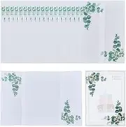 GORGECRAFT 50Pcs 13x18cm Vellum Jackets Bulk Semitransparent White Rectangle Greenery Leaf Flower Pattern Parchment Paper Envelopes Pre Folded Vellum Jacket for Birthday Wedding Invitations Wraps