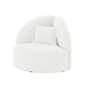 Mahsa Single Seater Kids Boucle Fabric Sofa with Pillow - Cream White