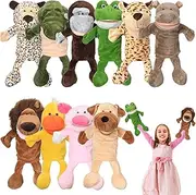 Wettarn 10 Pcs Animal Hand Puppets 12 Inch Soft Plush Plush Puppets Lion Orangutan Giraffe Tiger Pig Elephant Hand Puppets for Boys and Girls Storytelling, Teaching, Role Playing(Fresh Style)