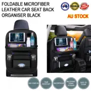 Foldable Leather Tray Holder Car Back Seat Storage Organiser Table Travel Black