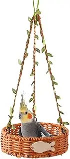 Parrot Bed,Bird Sleeping Hut | Hand-Woven Imitation Rattan Breathable Vintage for Climbing Sleeping Chewing Foraging Nesting Training Lory Canary Outdoor
