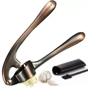 Garlic Press Mashed Mincer Crusher Peeler Chopper Garlic Puree Maker with Sil...