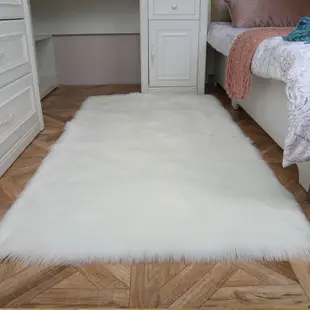 仿羊毛地毯歐美臥室床邊毯白色毛絨毯網紅長毛地毯飄窗櫥窗裝飾地毯 (3.3折)