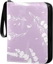 Lavender Flower Purple Trading Card Binder 4 Pocket Trading Card Storage 400 Cards Capacity Trading Card Binder Zipper