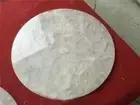 White Quartz Stone Round Top Coffee Table Handmade Gemstone Work Home Interior