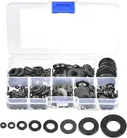 Yenghome 500 Pcs 8 Sizes Nylon Flat Washers Assortment Kit,M2 M2.5 M3 M4 M5 M6 M8 M10 Nylon Metric Sealing Spacer Gasket Ring Washer Set (Black)