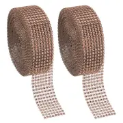 2 Roll 1.5"x20 Yard Crystal Rhinestones Mesh Ribbon Rose Gold (4mm)