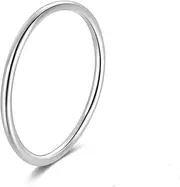 [Candyfancy] 925 Sterling Silver 1.2mm Stacking Midi Thin Rings Comfort Fit Wedding Band Ring Size 2.5-9