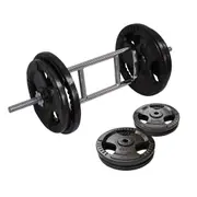 56kg Tricep Barbell Weight Set - 50kg Ez Triple HandIe Irom Cast Weight Plates