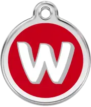 Red Dingo Alphabet "W" - Lifetime Guarantee - Cat, Dog, Pet ID Tag Engraved